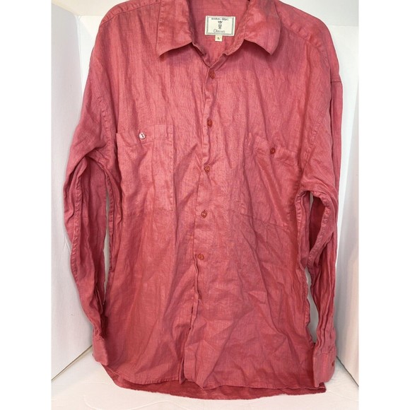 Burma Bibas Short Sleeve Button Up Shirt Men's Large 100% Linen - Picture 16 of 16